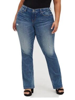 Torrid Mid Rise Slim Boot Cut Leg Vintage Stretch Medium Wash Rinse Jeans Pants